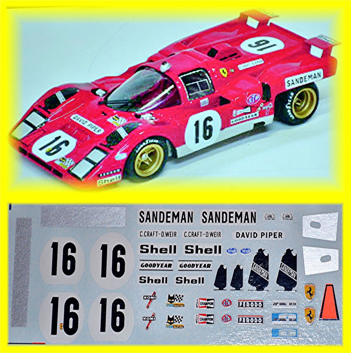 43 DECAL FERRARI 512 M LE MANS 1971 Chris Craft GB David Weir USA 16