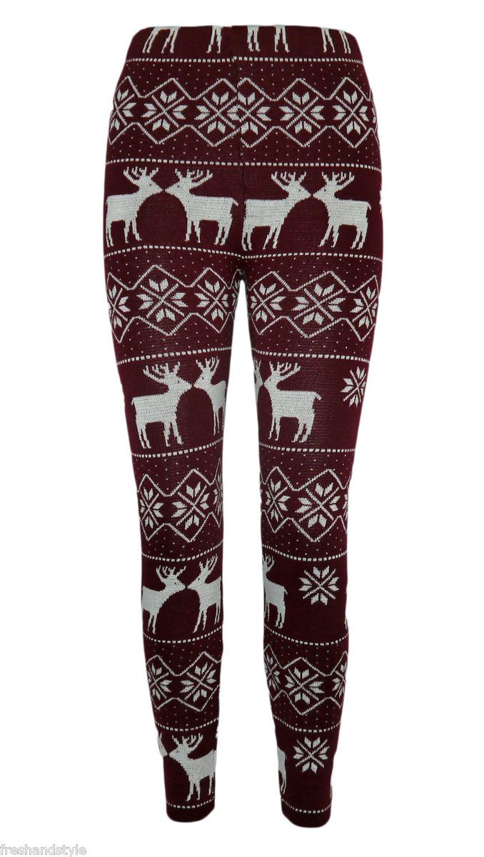 Strickleggins Winter Leggings Rentier 506 bordeaux/creme