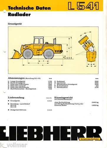 Liebherr L 541 Radlader Technische Daten