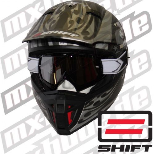 SHIFT AGENT Motocross Helm Metallic Größe XS   Two X Brille schwarz