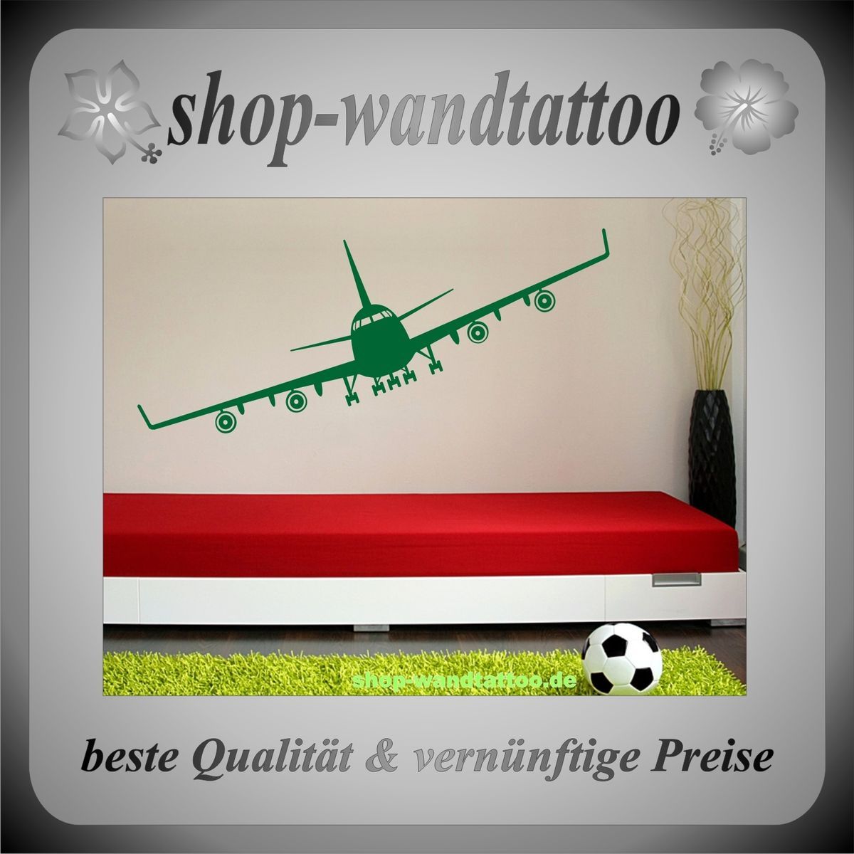 WANDTATTOO ca. 100cm x 33cm # 557 # Wandbild Kinder Flugzeug