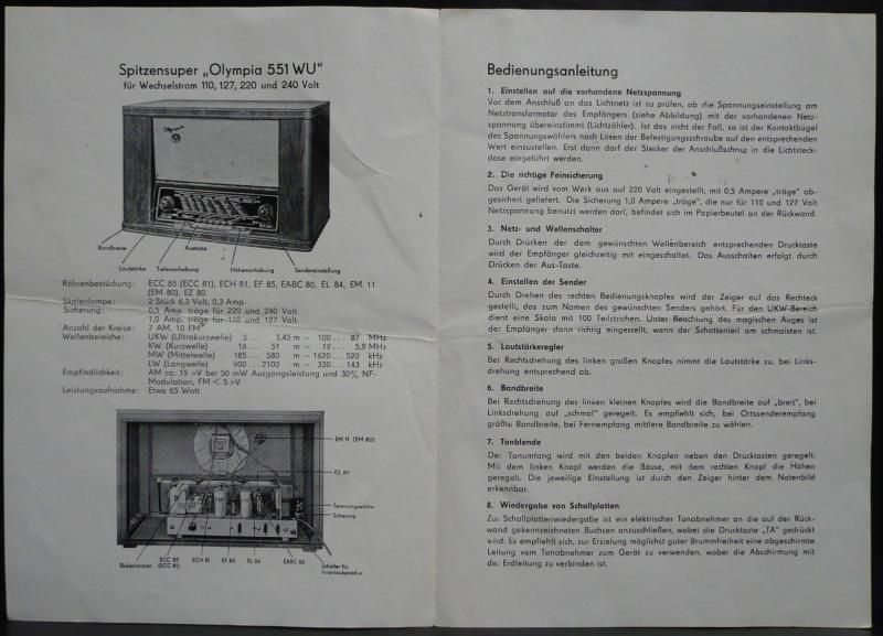 Bedienungsanleitg.Olympia 551 WU,Niedersedlitz,Dresden