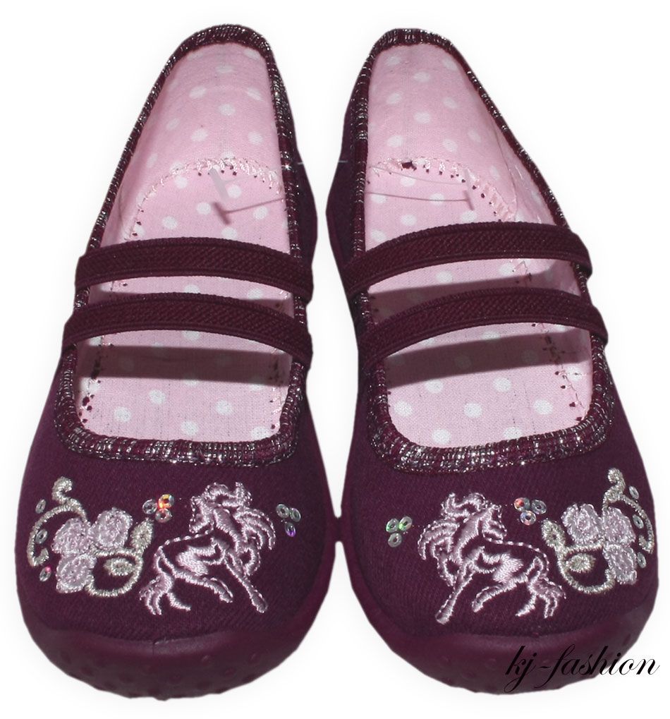 NEU♥ Ballerina / Hausschuhe in dunklem Magenta Romantischer Stick