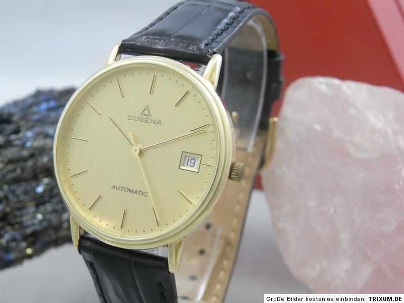 DUGENA AUTOMATIK 585 / 14K GOLD GLASBODEN DATUM ANZEIGE