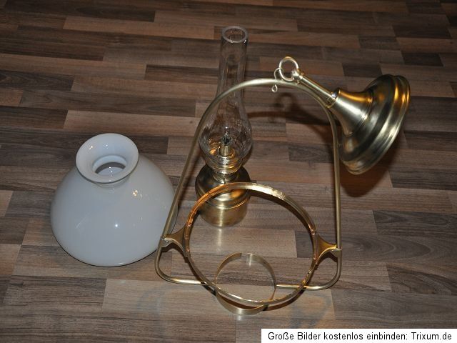 wunderschöne alte Petroleumlampe Deckenlampe Messing 2 Glaszylinder