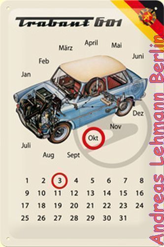 BLECHSCHILD TRABANT 601 DDR NOSTALGIE OLDTIMER DAUERKALENDER