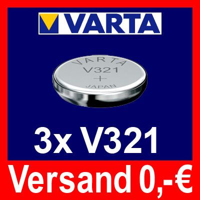 3x V321 Uhrenbatterie Knopfzelle = SR65 SR616 VARTA°