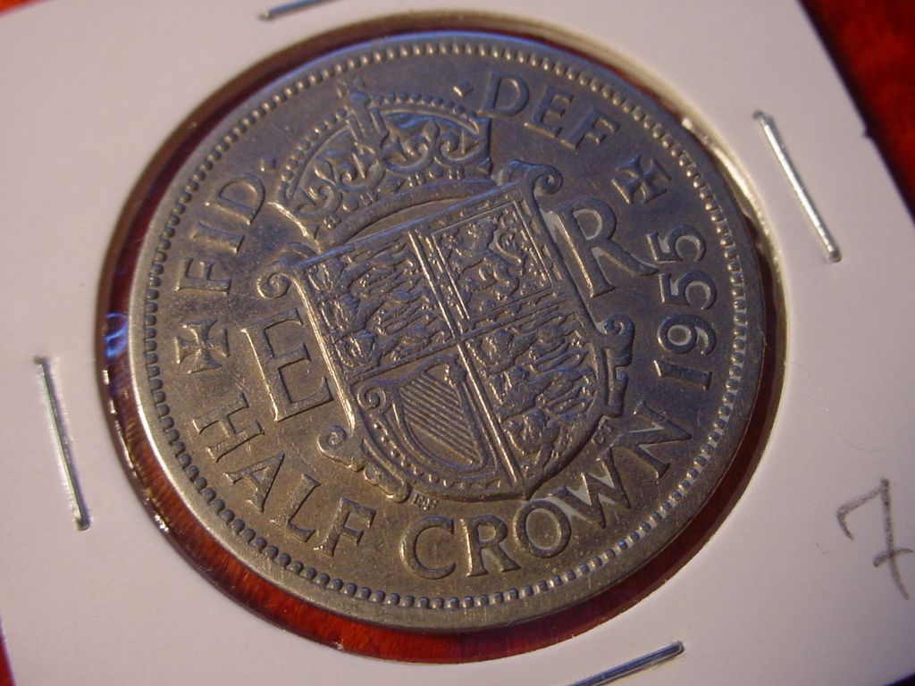 GR.BRITAIN 1955 HALF CROWN ELIZABETH II DEIGRATIA REGINA 664