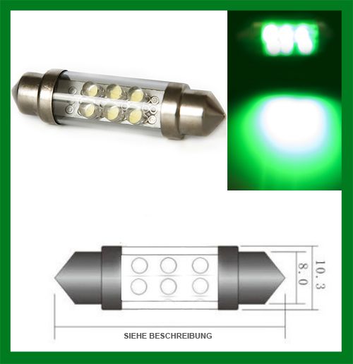 LED Sofitte 39   42 mm GRÜN Soffitte TOP  12v