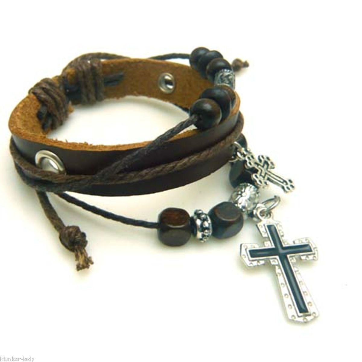 A3 Armband Lederarmband Surferarmband Kreuz Anhänger Kreuzarmband