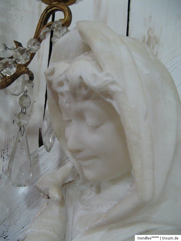 MÄDCHEN BÜSTE 19. Jhdt P. Bazzanti FLORENCE Alabaster BUST Skulptur