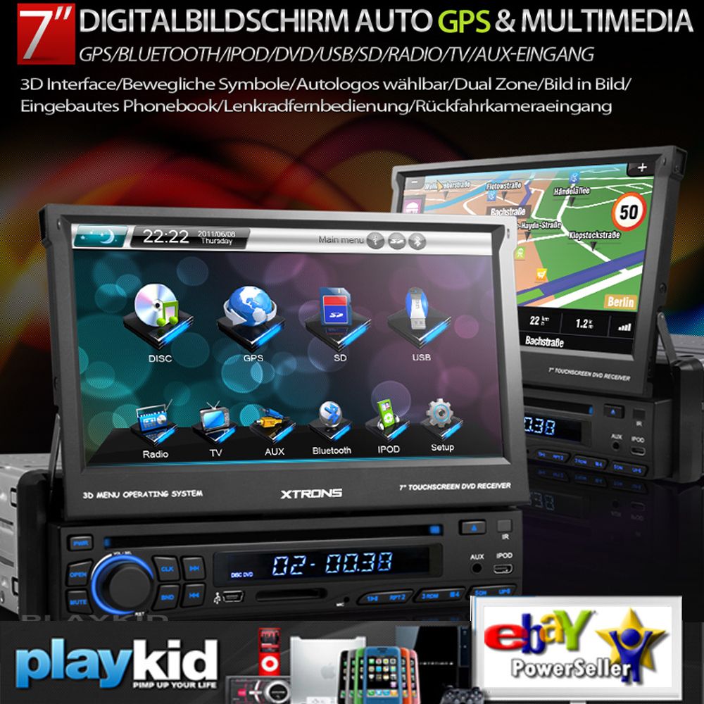 XTRONS D711G 7 TFT DVD DIN AUTORADIO TOUCH BLUETOOTH TV  PIP HD LCD