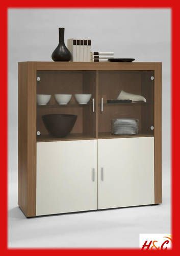 Highboard Vitrine Kommode Sideboard Mod.V713 (N/W)