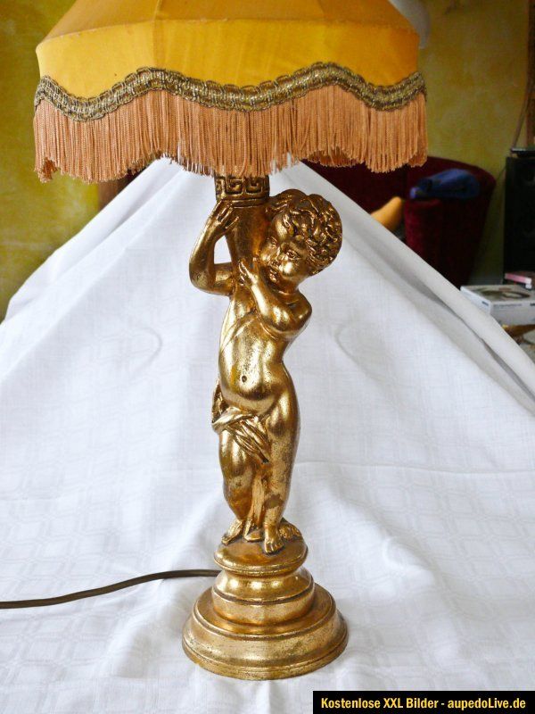 Putto Stehlampe Tischleuchte mit Putte und Schirm Tischlampe