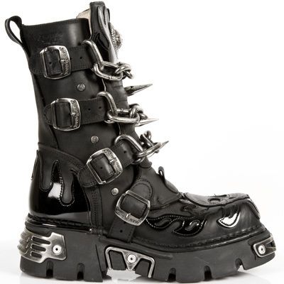 New Rock 727 REACTOR Metallic SKULL SPIKE Boots UK 3 14