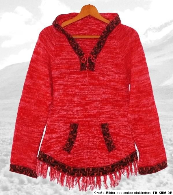 ALPAKA PULLOVER ROT, Gr. S M Peru Wolle Alpaca Hippie