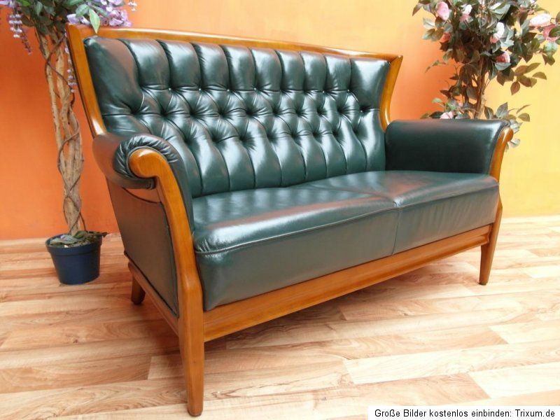 Couchgarnitur Chesterfield Echtleder Kirschbaum Sofa 01783138839