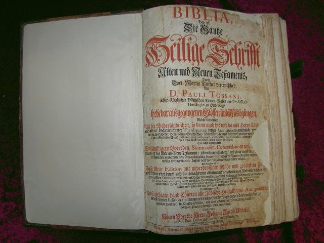 TOUSSAIN FOLIO BIBEL ALTES & NEUES TESTAMENT THURNEYSEN BASEL 1729 #