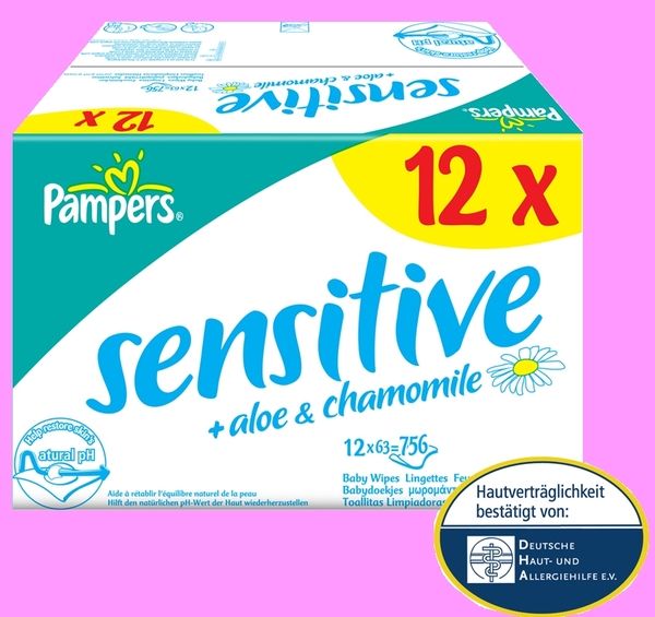 756 Pampers FEUCHTE TÜCHER SENSITIVE BABY = 12 Pakete