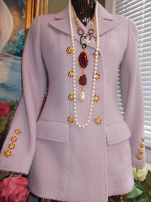 6K CHANEL 38 40 4 6 8 96A GRIPOIX LILAC TWEED BOUCLE DRESS COAT