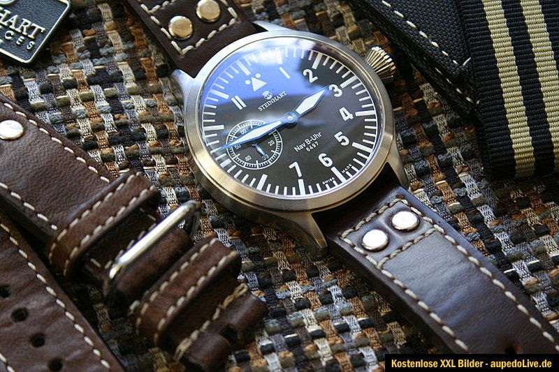 Steinhart Nav B Uhr 6497 Unitas 47mm, 2 Bänder + Box + Papiere. Wie