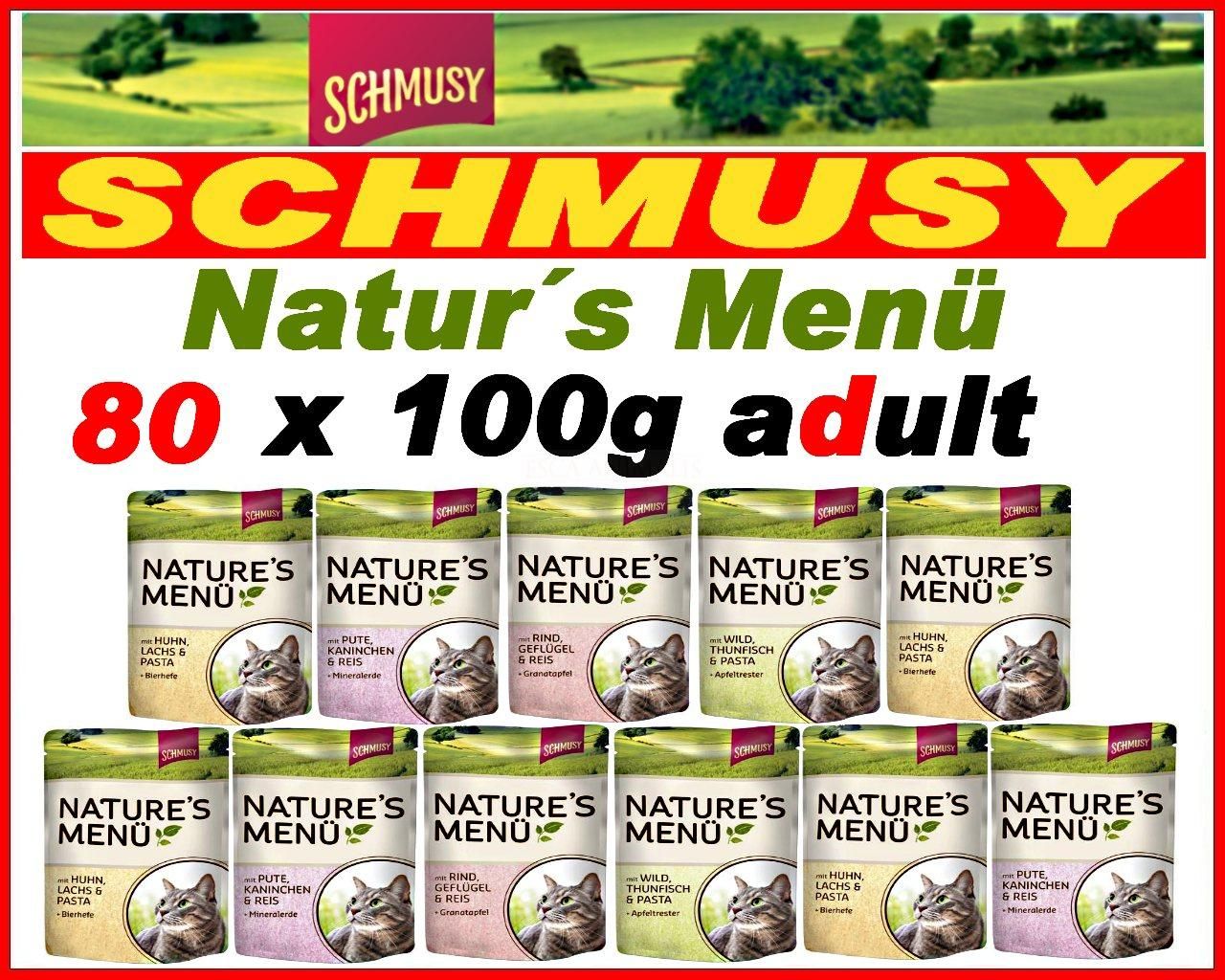 40EUR/kg)Schmusy Stehbeutel Natures Menü naturnah Katzenfutter