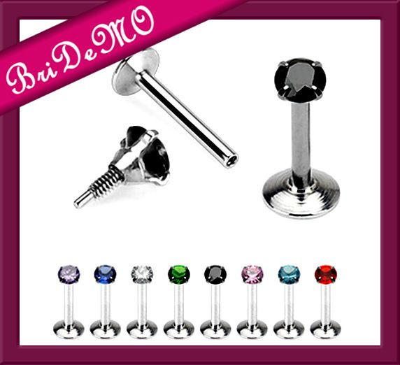 Lippenpiercing Labret with Prong Set Gem Top 1,2 x 8mm