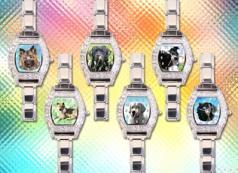 English Bullterrier Italian Charm Uhr mit Strass M1