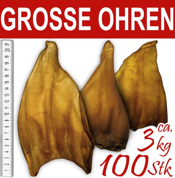 100 RINDEROHREN ca 3 kg Ohren vom Rind altern zu Schweineohren Einheit