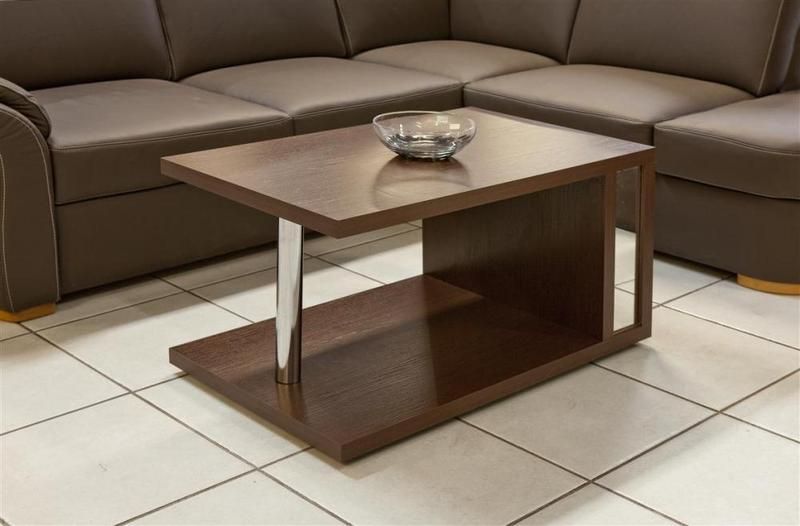 Design Couchtisch NUSSBAUM chrom edel modern Beistelltisch Holztisch