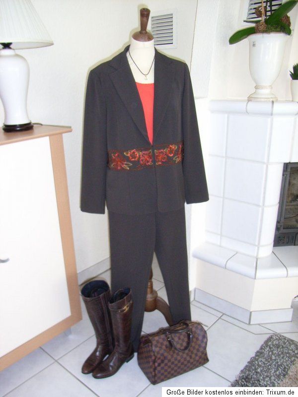 Dué per Dué Abend Anzug Hosenanzug Blazer + Hose braun Gr.44