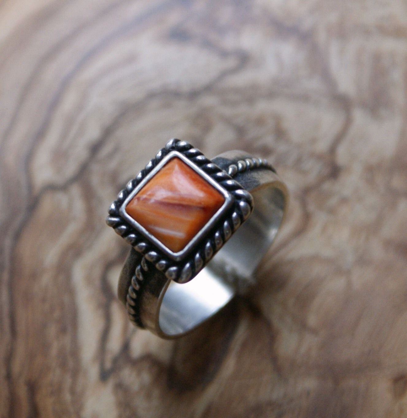 Navajo Ring Koralle Sterling Silber 1960er #7