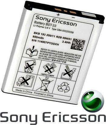 ORIGINAL SONY ERICSSON Akku BST 33 Aino Satio Spiro C901 K800i K810i