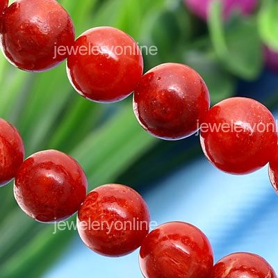 1X Strang Perle Perlen Koralle Edelstein rot 8mm rund TOP