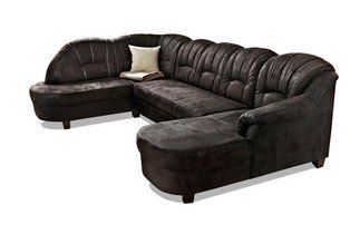 Wohnlandschaft Sofa Couch Polstergarnitur Ecksofa U Form schwarz UVP