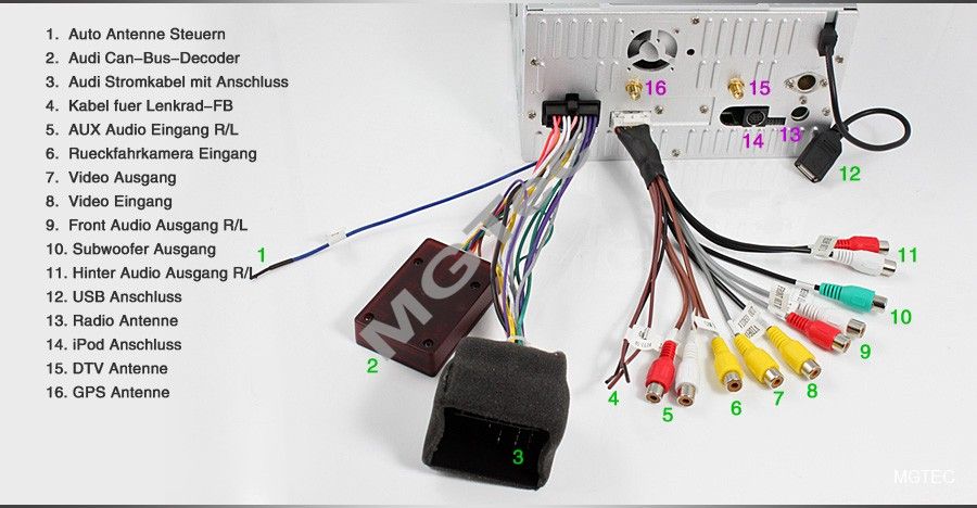 AUTORADIO AUDI A3 S3 GPS DVD NAVI BT HD DVB T CANBUS USB SD NEU aus