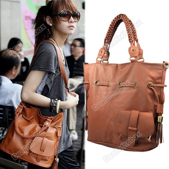 New Korea Fashion Women Girl Tassels Style Shoulder Bag PU Leather