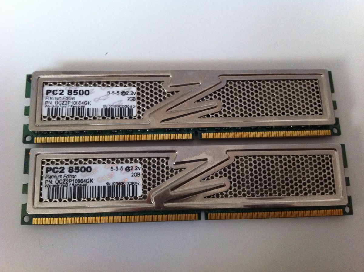 4GB 2x2GB OCZ Platinum PC2 8500 DDR2 1066MHZ CL5 5 5 18 2 1 2 2v