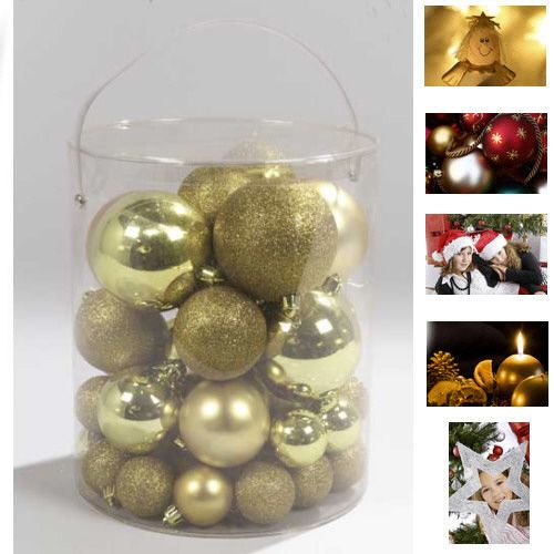 50 DESIGN WEIHNACHTSKUGELN CHRISTBAUMKUGELN IN Gold NEU