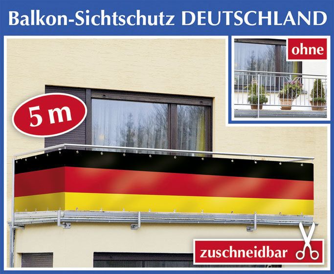 Balkon Sichtschutz DEUTSCHLAND NEU, EM 2012 Fußball Fahne