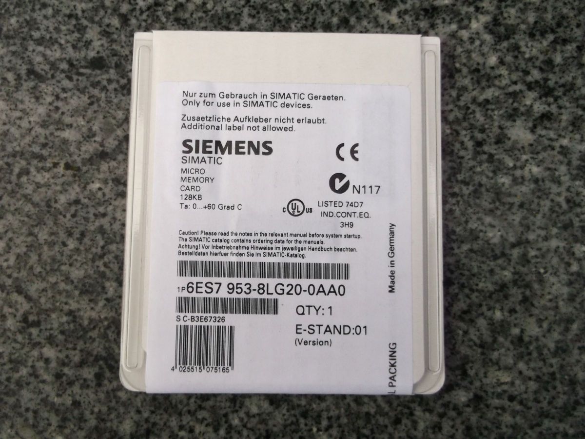 SIMATIC MEMORY CARD 128KB MMC SIEMENS 6ES7 953 8LG20 0AA0 NEU OVP RAIL