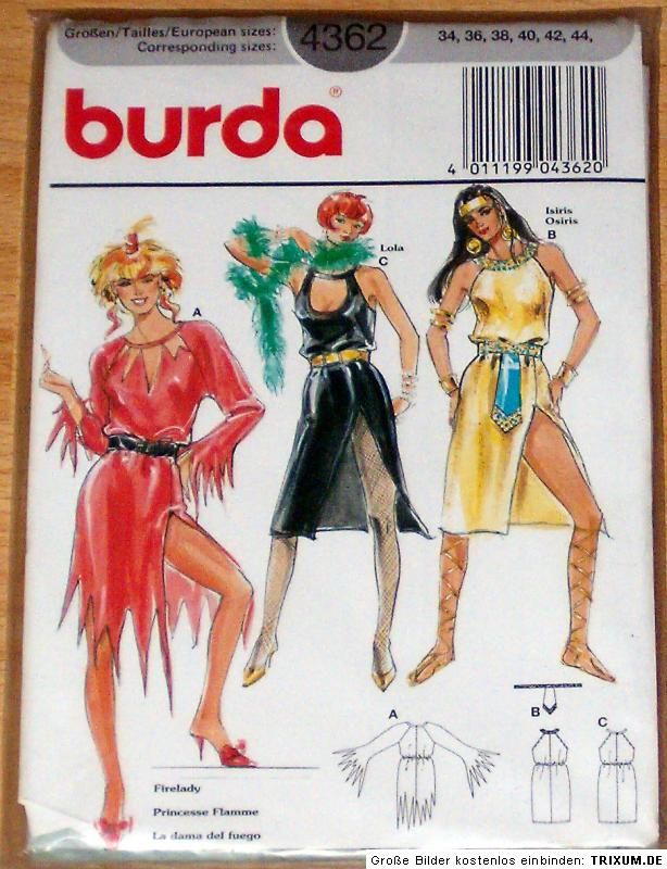 Burda Fasching 3 x Fantasy Kostüm 4362 Gr.34 44