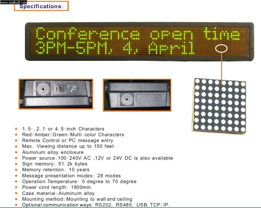 moving message board, RS232 connecting cable (PC), USB to RS232