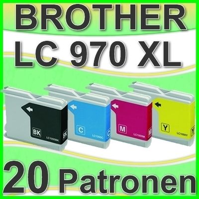 20x TINTE PATRONEN BROTHER LC 970 DCP 135c 150c 153c MFC 235c 260c