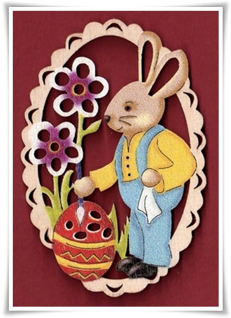 Fensterbild Hasenmann Osterhase color 23 cm Ostern Holzkunst